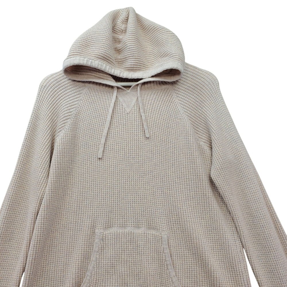 Margaret O'Leary Waffle Knit Hoodie Womens S Beige Cotton Thermal‎ Active Lounge